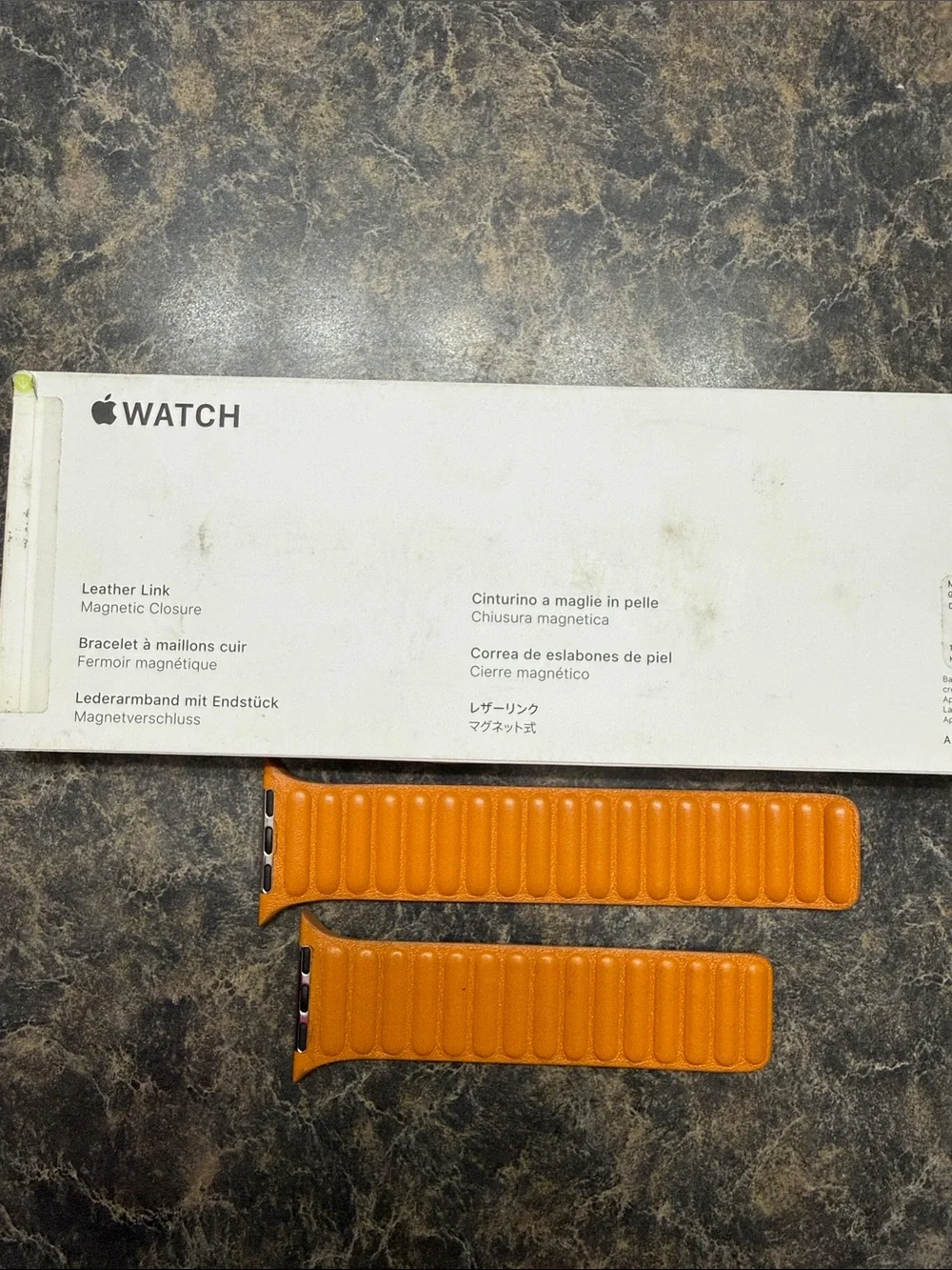 Apple Leather Link Band in Orange